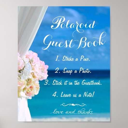 Elegant Floral Ocean Beach Summer Guestbook Poster (Voorkant)