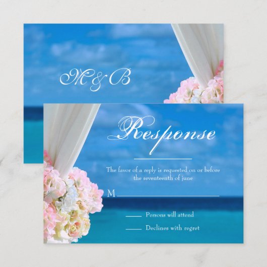 Elegant Floral Ocean Beach Summer RSVP Card (Voorkant / Achterkant)