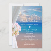 Elegant Floral Ocean Beach Summer Sunset Weddensch Kaart (Voorkant)