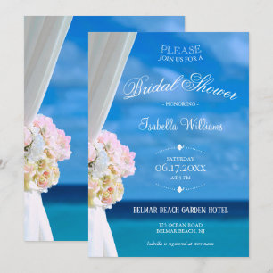 Elegant Floral Ocean Beach Summer Vrijgezellenfees Kaart