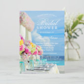 Elegant Floral Ocean Beach Summer Vrijgezellenfees Kaart (Staand voorkant)