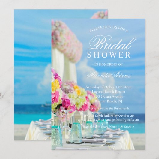 Elegant Floral Ocean Beach Summer Vrijgezellenfees Kaart (Voorkant / Achterkant)