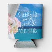 Elegant Floral Ocean Beach Summer Wedding Blikjeskoeler (Voorkant)