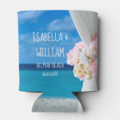 Elegant Floral Ocean Beach Summer Wedding Blikjeskoeler (Achterkant)