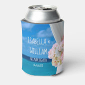 Elegant Floral Ocean Beach Summer Wedding Blikjeskoeler (Blikje Achterkant)