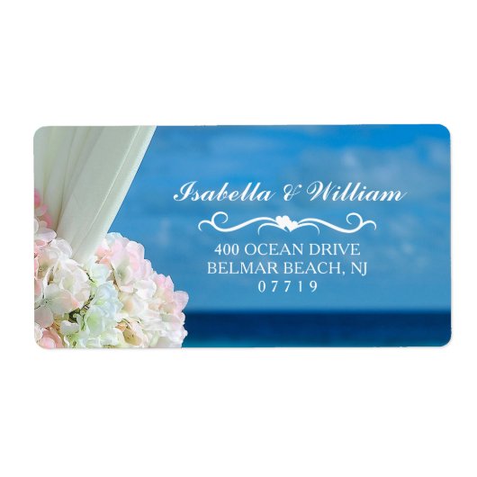 Elegant Floral Ocean Beach Summer Wedding Etiket (Voorkant)
