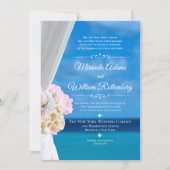 Elegant Floral Ocean Beach Summer Wedding Kaart (Voorkant)