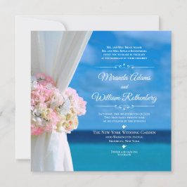 Elegant Floral Ocean Beach Summer Wedding Kaart