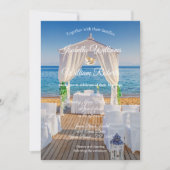 Elegant Floral Ocean Beach Summer Wedding Kaart (Voorkant)