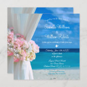 Elegant Floral Ocean Beach Summer Wedding Kaart (Voorkant / Achterkant)