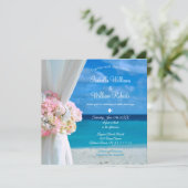 Elegant Floral Ocean Beach Summer Wedding Kaart (Staand voorkant)
