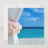 Elegant Floral Ocean Beach Summer Wedding Kaart (Achterkant)