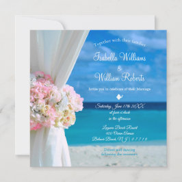 Elegant Floral Ocean Beach Summer Wedding Kaart