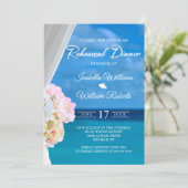 Elegant Floral Ocean Beach Summer Wedding Kaart (Staand voorkant)
