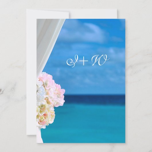 Elegant Floral Ocean Beach Summer Wedding Kaart (Achterkant)