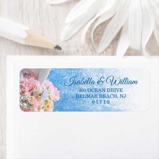 Elegant Floral Ocean Beach Summer Weduwadres Etiket (Insitu)