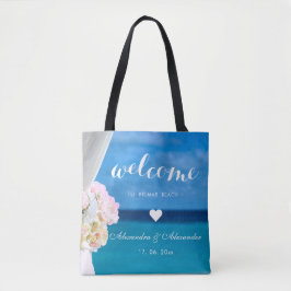 Elegant Floral Ocean Beach Wedding Welcome Favor Tote Bag