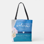 Elegant Floral Ocean Beach Wedding Welcome Favor Tote Bag (Achterkant)