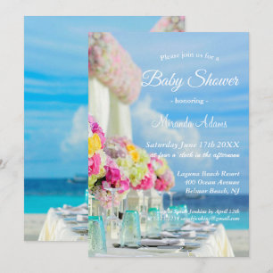 Elegant Floral Ocean Beach Zomer Baby shower Kaart