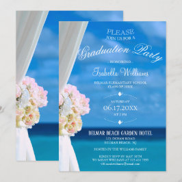 Elegant Floral Ocean Beach Zomer Graduation Party Kaart