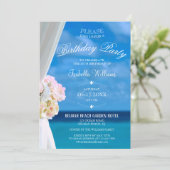 Elegant Floral Ocean Beach Zomer Verjaardagsfeest Kaart (Staand voorkant)