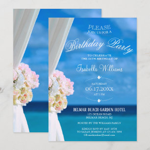 Elegant Floral Ocean Beach Zomer Verjaardagsfeest Kaart