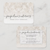 Elegant Floral of White Ivory  Wood Damask Visitekaartje (Voorkant / Achterkant)