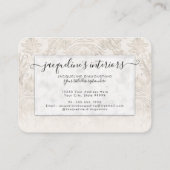Elegant Floral of White Ivory  Wood Damask Visitekaartje (Achterkant)