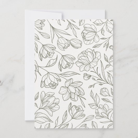 Elegant Floral Olive Trouwtafel Aantal Kaarten (Achterkant)