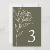 Elegant Floral Olive Trouwtafel Aantal Kaarten (Voorkant)