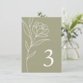 Elegant Floral Olive Trouwtafel Aantal Kaarten (Staand voorkant)