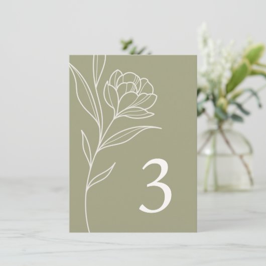 Elegant Floral Olive Trouwtafel Aantal Kaarten