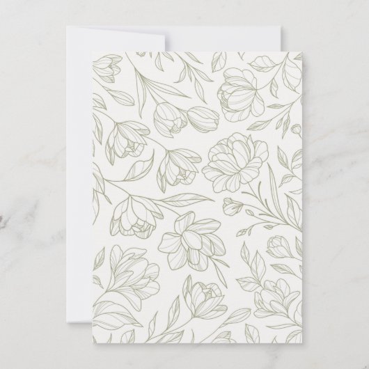 Elegant Floral Olive Trouwtafel Aantal Kaarten (Achterkant)