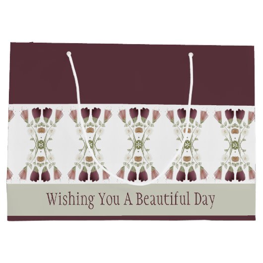 Elegant Floral Ontworpen Groot Cadeauzakje (Achterkant)