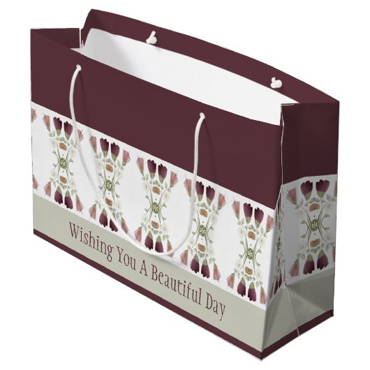 Elegant Floral Ontworpen Groot Cadeauzakje (Achterkant Gekanteld)