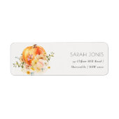 Elegant Floral Oranje Autumn Pumpkin Adres Etiket (Voorkant)