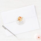Elegant Floral Oranje Autumn Pumpkin Adres Ronde Sticker (Envelop)