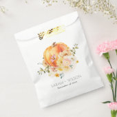 Elegant Floral Oranje herfst Pumpkin Wedding Bedankzakje (Gezegeld)