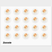 Elegant Floral Oranje herfst Pumpkin Wedding Ronde Sticker (Vel)