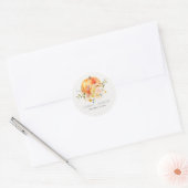 Elegant Floral Oranje herfst Pumpkin Wedding Ronde Sticker (Envelop)