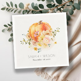 Elegant Floral Oranje herfst Pumpkin Wedding Servet