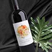 Elegant Floral Oranje herfst Pumpkin Wedding Wijn Etiket