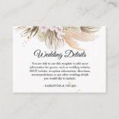 Elegant Floral Orchids en Pampas Beauty Lijst Informatiekaartje (Voorkant)