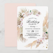 Elegant Floral Orchids en Pampas Beauty Lijst Kaart (Voorkant / Achterkant)