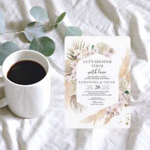 Elegant Floral Orchids en Pampas Beauty Lijst Kaart