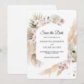 Elegant Floral Orchids en Pampas Beauty Lijst Save The Date (Voorkant / Achterkant)