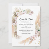 Elegant Floral Orchids en Pampas Beauty Lijst Save The Date (Voorkant)