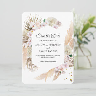 Elegant Floral Orchids en Pampas Beauty Lijst Save The Date