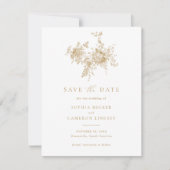 Elegant Floral Ornament Gold Wedding Save the Date Kaart (Voorkant)