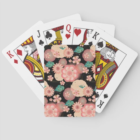 Elegant Floral Ornament Spring Peach Garden Boho Pokerkaarten (Achterkant)